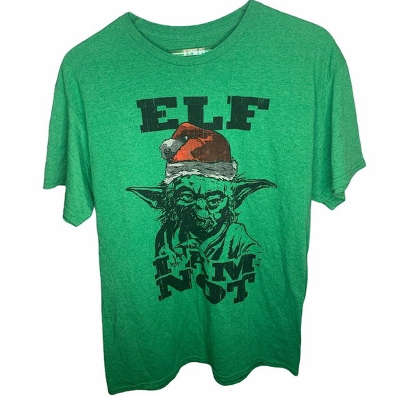 Star Wars “Elf I Am Not” Yoda Graphic Green Top - Picture 1 of 5